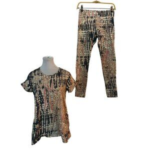 Johnny Was Mia Embroidered Tie-Dye Tunic Top/Legging Set Size XS